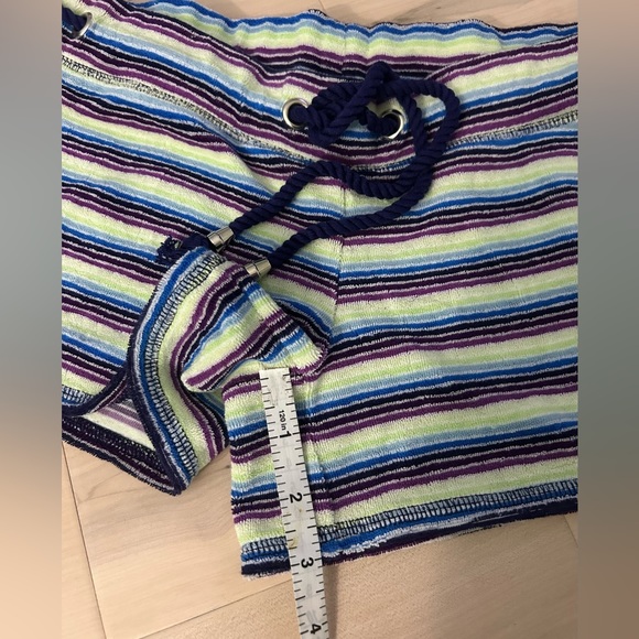 Plush & Lush Stripe Short Shorts Drawstring Waist XS - Picture 4 of 12
